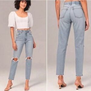 Abercrombie & Fitch Jeans Womens 29/8, The Mom High Rise Curve Love Distressed